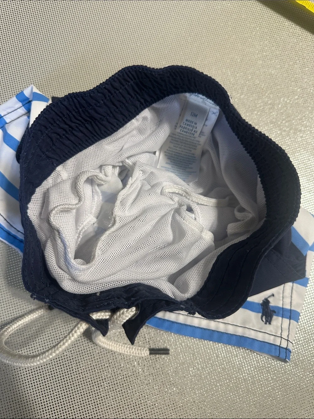 Ralph Lauren Navy & White Striped Swim Shorts